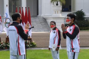 Dihalaman Istana Merdeka Presiden Lepas Kontingen Indonesia ke Olimpiade Tokyo
