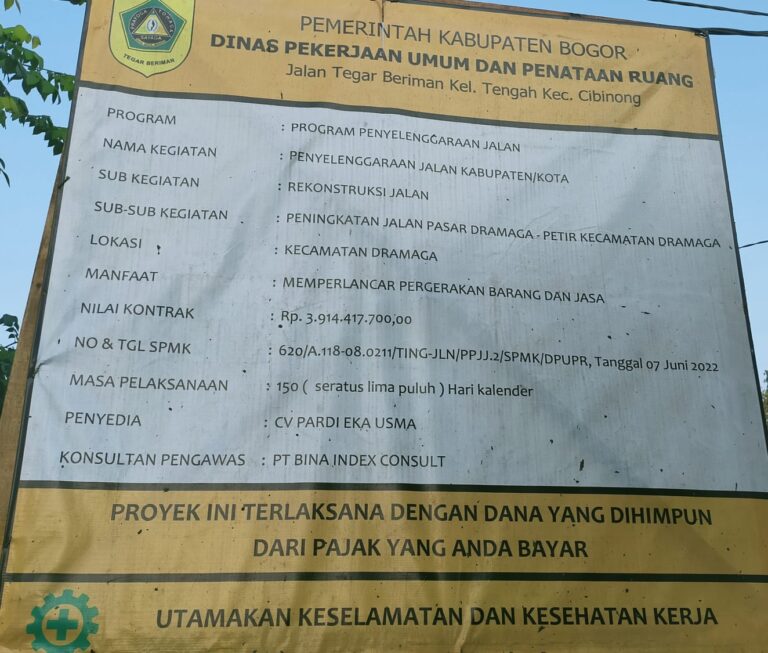 Pemenang Tender Rp. 3,9 Miliar dan Dinas PUPR Diduga Main Mata
