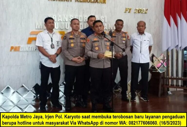 Kapolda Metro Jaya Resmi Buka Pengaduan Lewat WhatsApp 082177606060