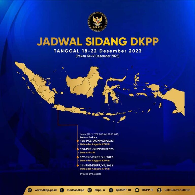 DKPP Akan Periksa Ketua dan Anggota KPU RI Dalam Empat Perkara Pada 22 Desember 2023