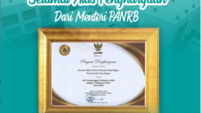 RSUD Kota Bogor Raih Penghargaan Unit Pelayanan Publik Kategori Pelayanan Prima (A) tahun 2023
