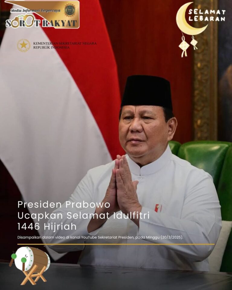 Pesan Tulus Presiden Prabowo Sambut Kemenangan Idulfitri 1446 H
