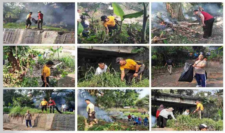 Cegah Banjir, Polsek Tamansari dan Warga Bersih-Bersih Sungai Ciapus Bogor
