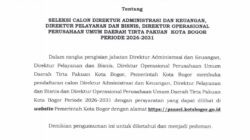 Pemkot Bogor Buka Seleksi Terbuka Calon Tiga Direksi Perumda Tirta Pakuan