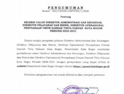Pemkot Bogor Buka Seleksi Terbuka Calon Tiga Direksi Perumda Tirta Pakuan