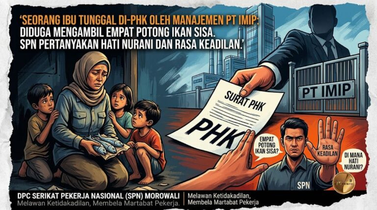 Hanya karena 4 Potong Ikan Sisa, Ibu Tunggal di PT IMIP di-PHK, SPN: Di Mana Hati Nurani?