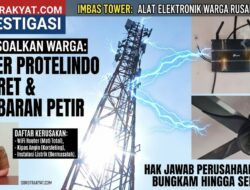 Menara telekomunikasi PT Protelindo di pemukiman padat Gang Pengubahan Cikaret Kota Bogor yang diduga memicu kerusakan alat elektronik warga akibat petir.