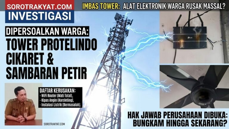 Diduga Akibat Petir Tower Protelindo, Elektronik Warga Cikaret Rusak: Pengaduan Mangkrak Sejak April!