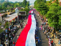 Pemandangan Udara Arak-arakan Kirab Merah Putih Kota Bogor Menyambut HUT ke-81 RI