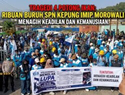 Sekitar 1.000 buruh SPN Morowali menggelar aksi massa menuntut pembatalan PHK seorang ibu tunggal atas kasus 4 potong ikan sisa, serta menagih komitmen Perjanjian Bersama di PT IMIP.