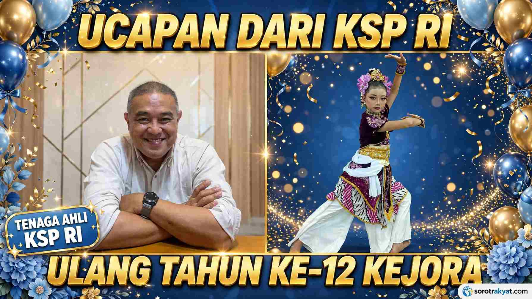 Apresiasi Istana untuk Pelestari Seni, KSP RI Beri Ucapan Spesial di Ulang Tahun ke-12 Kejora ucapan spesial ulang tahun ke-12 penari Jaipong cilik Annisa Kejora Firmania dari Tenaga Ahli KSP RI, Prof. (Hc.) Dr. Kun Nurachadijat, S.E., M.B.A.. (Foto: Istimewa/Dok. Sorot Rakyat)