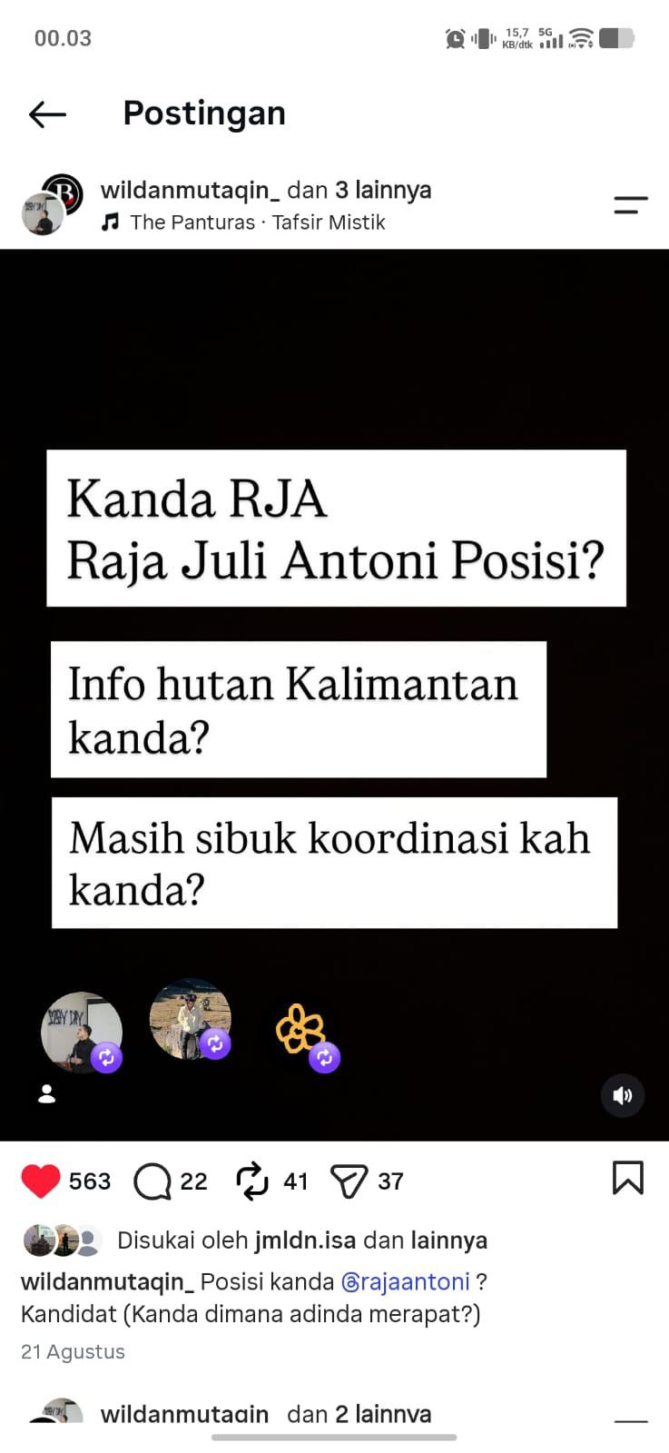 Sering Kritik Menhut Raja Juli Antoni, Akun Instagram Presnas BEM PTMA Diretas!