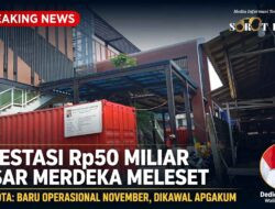 Suasana progres pembangunan fisik Pasar Merdeka, Kota Bogor, yang mengalami keterlambatan dari target awal dan kini masuk dalam pengawasan Aparat Penegak Hukum (Apgakum), Rabu (8/10/2026). (Foto: Dok. Redaksi Sorotrakyat.com)