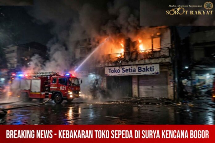 kebakaran-toko-sepeda-surya-kencana-bogor.jpg Petugas Damkar Kota Bogor memadamkan kebakaran toko sepeda di samping Toko Setia Bakti Jalan Surya Kencana