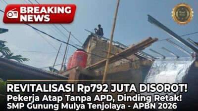 Proyek Revitalisasi Rp 792 Juta SMP Gunung Mulya Tenjolaya Disorot: Abaikan K3 Hingga Dinding Retak